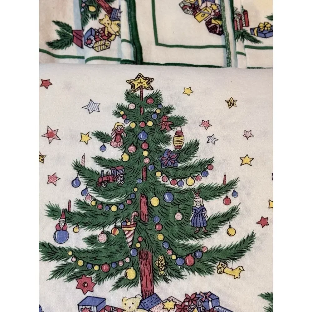 Vintage Fallani & Cohn Christmas Tablecloth 60x96 & 12 Napkins Tree Holiday Set